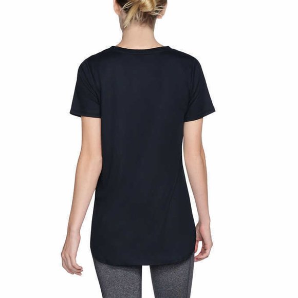 NWT Skechers GoWalk Women's Ribbed V Neck Short Sleeve Tee Black M $50 8HL080 - Picture 2 of 2